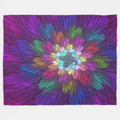 Kleurrijke psychedelische bloem abstracte fractale fleece deken (Voorkant (Horizontaal))