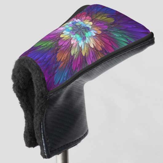 Kleurrijke psychedelische bloem abstracte fractale golfheadcover (3/4 voorkant)