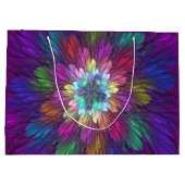 Kleurrijke psychedelische bloem abstracte fractale groot cadeauzakje (Achterkant)
