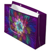 Kleurrijke psychedelische bloem abstracte fractale groot cadeauzakje (Voorkant Gekanteld)
