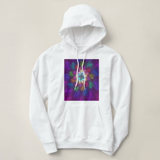 Kleurrijke psychedelische bloem abstracte fractale hoodie (Design voorkant)