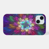 Kleurrijke psychedelische bloem abstracte fractale iPhone 15 case (Achterkant horizontaal)