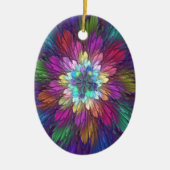 Kleurrijke psychedelische bloem abstracte fractale keramisch ornament (Voorkant)