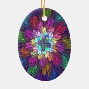 Kleurrijke psychedelische bloem abstracte fractale keramisch ornament