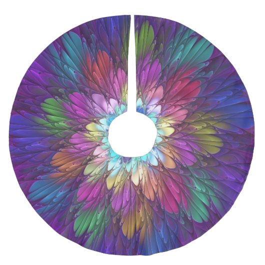 Kleurrijke psychedelische bloem abstracte fractale kerstboom rok (Voorkant)