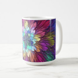 Kleurrijke Psychedelische Bloem Abstracte Fractale Koffiemok