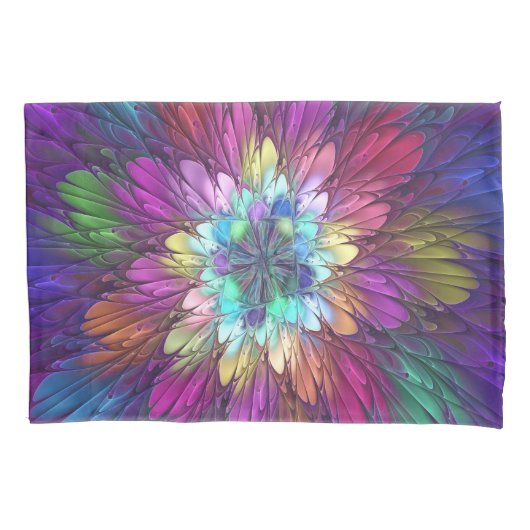 Kleurrijke psychedelische bloem abstracte fractale kussensloop (Voorkant)