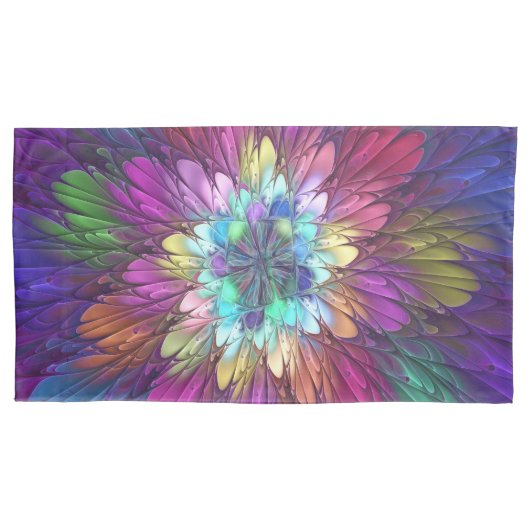 Kleurrijke Psychedelische Bloem Abstracte Fractale Kussensloop (Voorkant)
