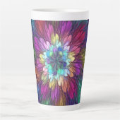 Kleurrijke psychedelische bloem abstracte fractale latte mok (Voorkant)