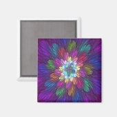 Kleurrijke psychedelische bloem abstracte fractale magneet (Voorkant / Achterkant)