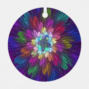 Kleurrijke psychedelische bloem abstracte fractale metalen ornament