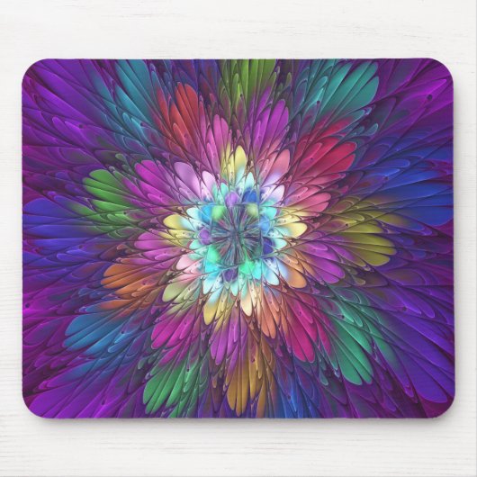 Kleurrijke psychedelische bloem abstracte fractale muismat (Voorkant)