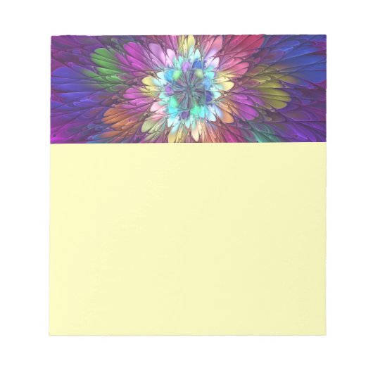 Kleurrijke Psychedelische Bloem Abstracte Fractale Notitieblok (Voorkant)