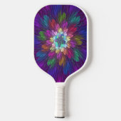 Kleurrijke Psychedelische Bloem Abstracte Fractale Pickleball Paddle (Achterkant)