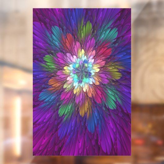 Kleurrijke psychedelische bloem abstracte fractale raamsticker (Vel 2)
