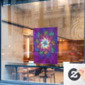 Kleurrijke psychedelische bloem abstracte fractale raamsticker (Cafe Raam)