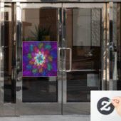 Kleurrijke Psychedelische Bloem Abstracte Fractale Raamsticker (Kantoordeur)