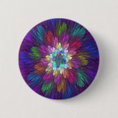 Kleurrijke Psychedelische Bloem Abstracte Fractale Ronde Button 5,7 Cm (Voorkant)