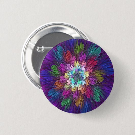Kleurrijke Psychedelische Bloem Abstracte Fractale Ronde Button 5,7 Cm (Voorkant /achterkant)