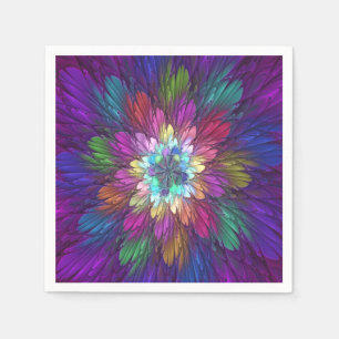 Kleurrijke psychedelische bloem abstracte fractale servet