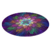 Kleurrijke Psychedelische Bloem Abstracte Fractale Snijplank (Hoek)