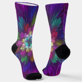 Kleurrijke psychedelische bloem abstracte fractale sokken
