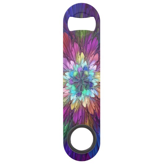 Kleurrijke psychedelische bloem abstracte fractale speed flessenopener (Voorkant)