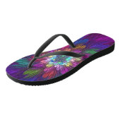 Kleurrijke psychedelische bloem abstracte fractale teenslippers (Schuin)