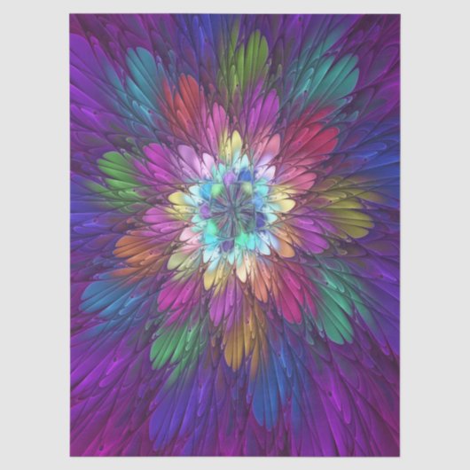Kleurrijke psychedelische bloem abstracte fractale tissuepapier (Voorkant)