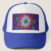 Kleurrijke psychedelische bloem abstracte fractale trucker pet (Voorkant)