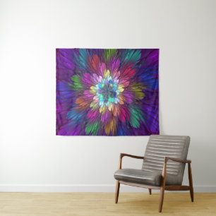 Kleurrijke Psychedelische Bloem Abstracte Fractale Wandkleed