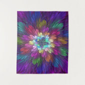 Kleurrijke Psychedelische Bloem Abstracte Fractale Wandkleed (Voorkant)