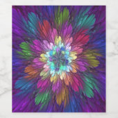 Kleurrijke psychedelische bloem abstracte fractale wijn etiket (Enkel label)