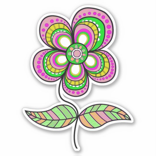 Kleurrijke psychedelische bloemkunst sticker (Voorkant)
