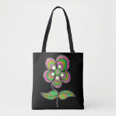 Kleurrijke psychedelische  bloemkunst tote bag (Voorkant)