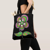 Kleurrijke psychedelische bloemkunst tote bag (Dichtbij)