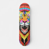 Kleurrijke psychedelische brullende tijger persoonlijk skateboard (Voorkant)