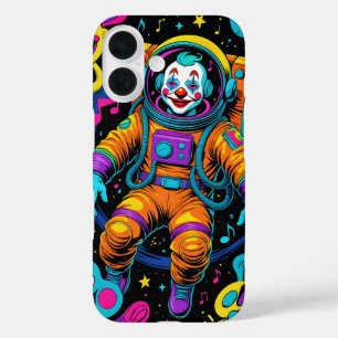 Kleurrijke Psychedelische Clown Astronaut iPhone 16 Hoesje