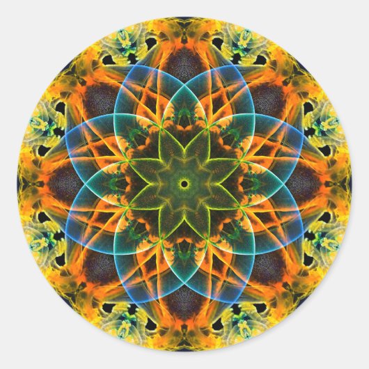 Kleurrijke psychedelische dromerige mandala Sticke Ronde Sticker (Voorkant)