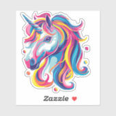 Kleurrijke Psychedelische Eenhoorn Aangepaste Naam Sticker (Vel)