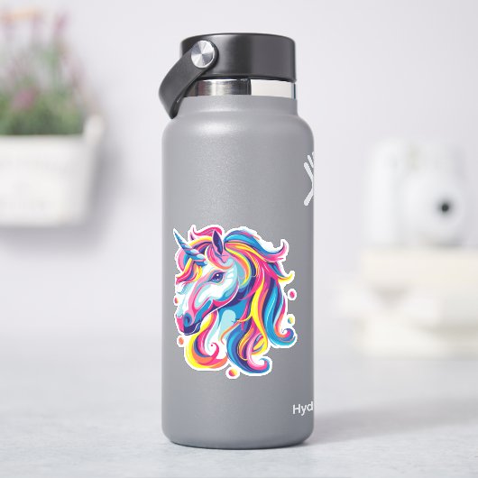 Kleurrijke Psychedelische Eenhoorn Aangepaste Naam Sticker (HydroFlask)