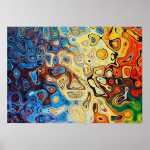 KLEURRIJKE PSYCHEDELISCHE FLUIDE ABSTRACTE KUNST POSTER