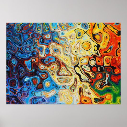 KLEURRIJKE PSYCHEDELISCHE FLUIDE ABSTRACTE KUNST POSTER (Voorkant)