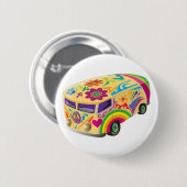 Kleurrijke psychedelische geschilderde bus Boho Hi Ronde Button 5,7 Cm (Voorkant /achterkant)