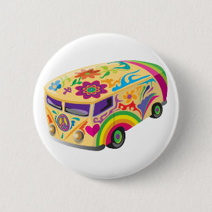 Kleurrijke psychedelische geschilderde bus Boho Hi Ronde Button 5,7 Cm