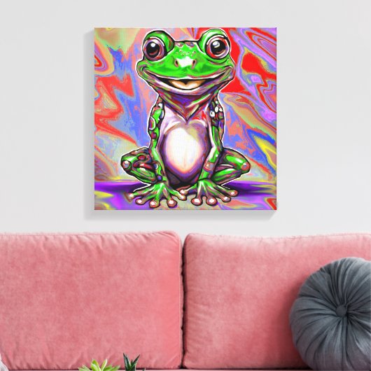 Kleurrijke psychedelische graffiti wervelende kikk canvas afdruk (Insitu (Woonkamer))