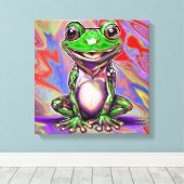 Kleurrijke psychedelische graffiti wervelende kikk canvas afdruk (Insitu (Houten vloer))