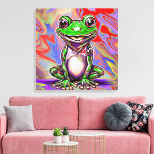 Kleurrijke Psychedelische Graffiti Wervelende Kikk Canvas Afdruk