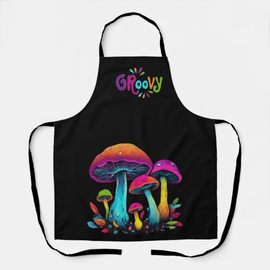 Kleurrijke psychedelische Groovy-paddenstoelen Schort (Voorkant)