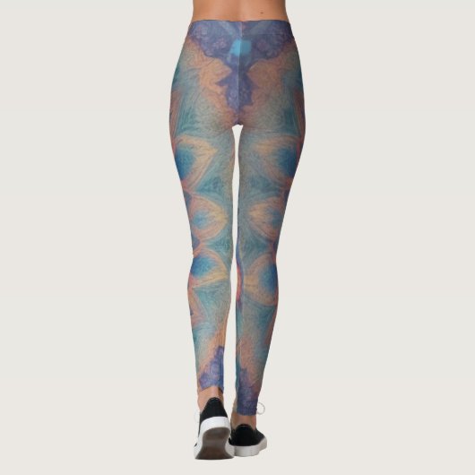Kleurrijke psychedelische kaleidoscopische symmetr leggings (Achterkant)
